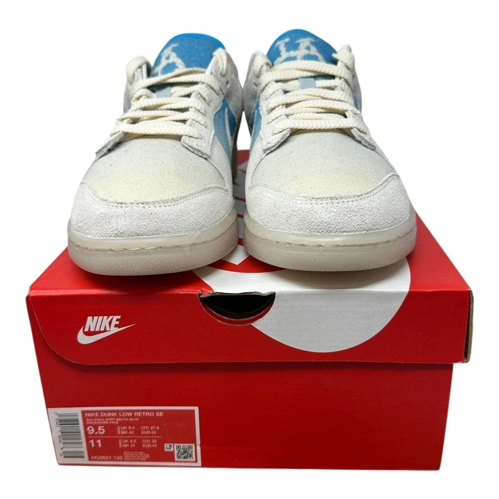 Nike Dunk Low Retro SE Mens 9.5 Sail Baltic Blue Suede Canvas HQ3621-133
